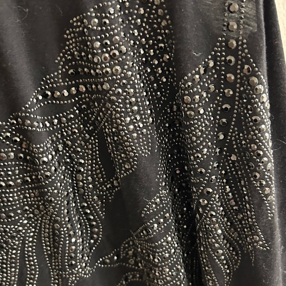 GUESS LOS ANGELES T-BACK BLACK BABYDOLL BLOUSE/SIZE M/RHINESTONE/FLIRTY STYLE - Picture 2 of 8